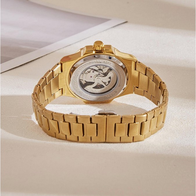 relógio pulseira em aço
relógio dourado
relógio masculino
relógio em aço
relógio automático