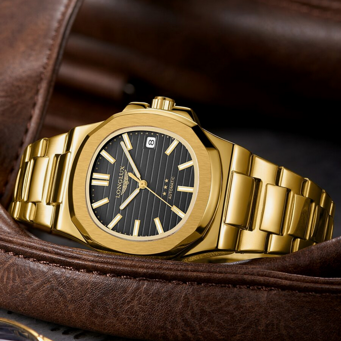 relógio pulseira em aço
relógio dourado
relógio masculino
relógio em aço
relógio automático