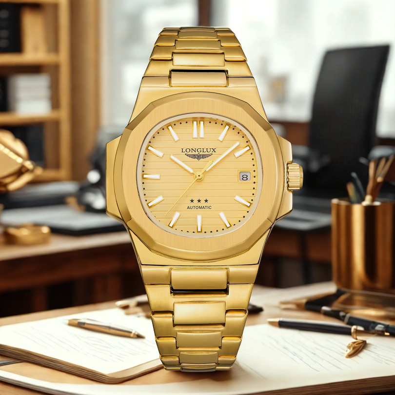 relógio automático
relógio em aço
relógio masculino
relógio pulseira em aço
relógio dourado