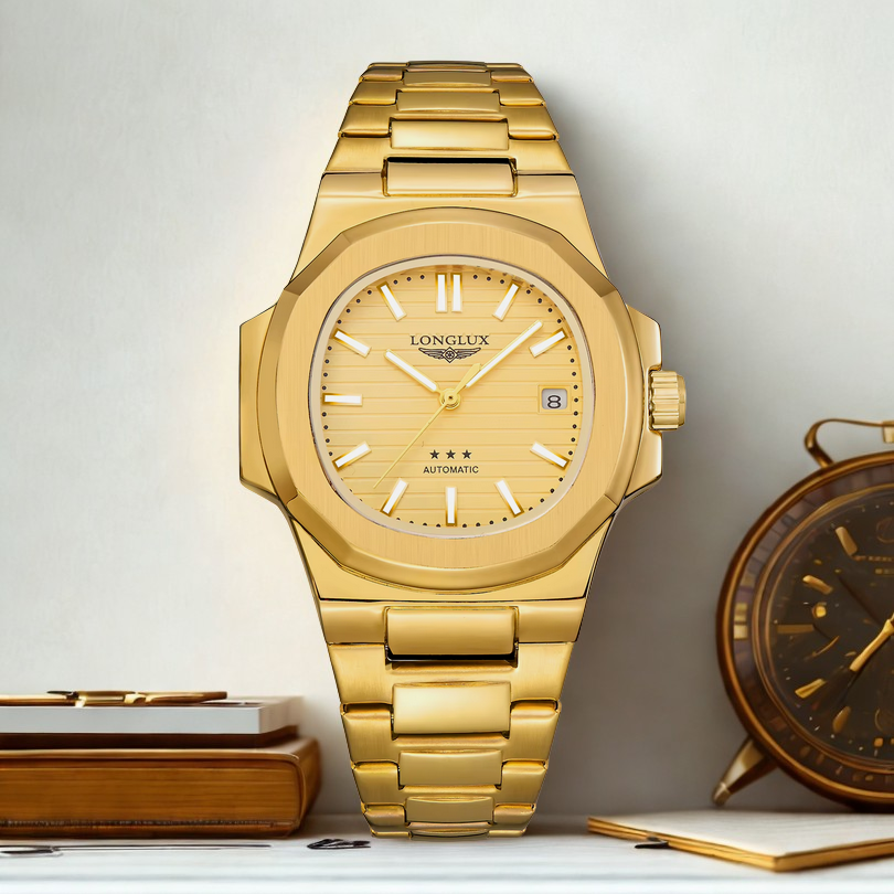 relógio automático
relógio em aço
relógio masculino
relógio pulseira em aço
relógio dourado