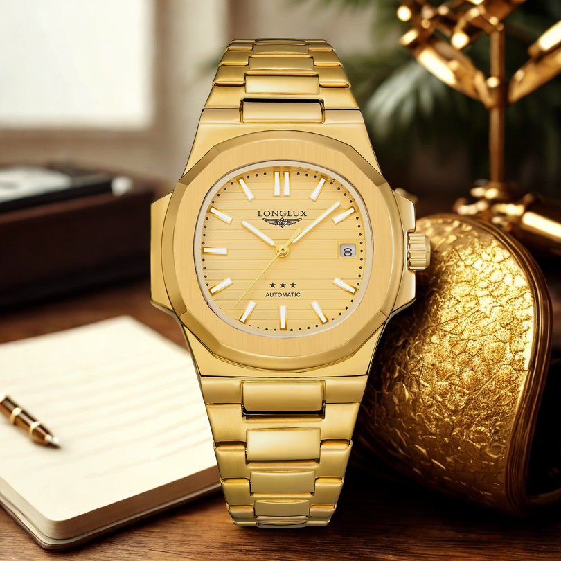 relógio automático
relógio em aço
relógio masculino
relógio pulseira em aço
relógio dourado