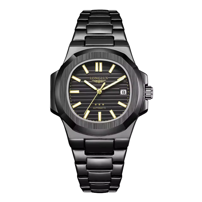 relógio pulseira em aço
relógio preto
relógio masculino
relógio em aço
relógio automático